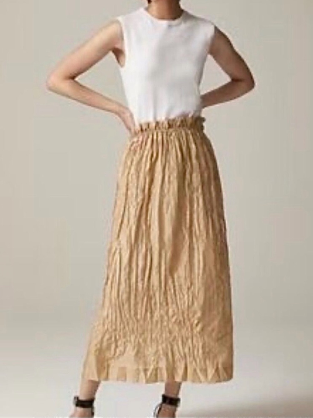 Women’s J Crew Tan Crinkled Maxi Skirt